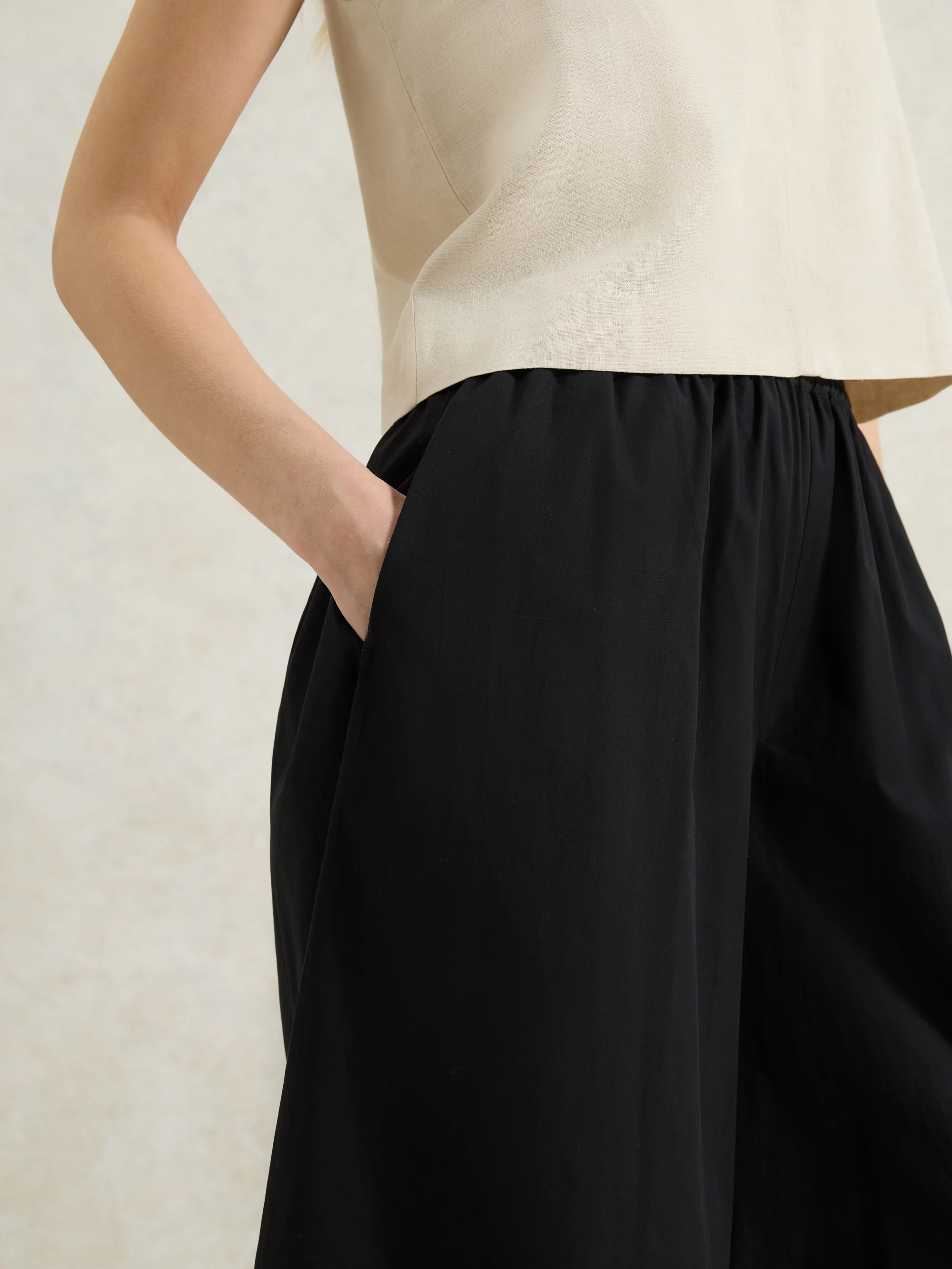 Black Cotton Poplin Culottes