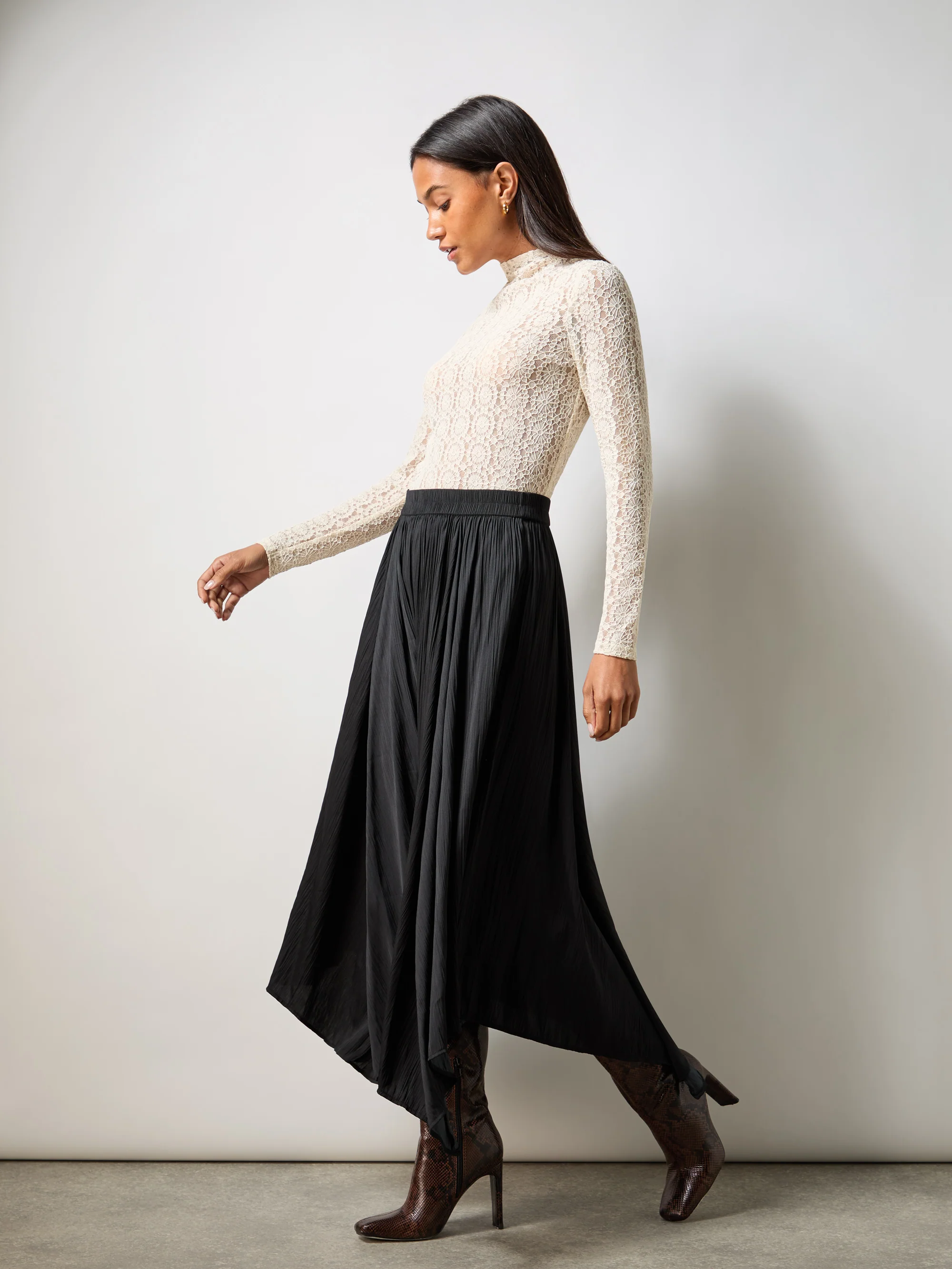 Petite Black Plisse Full Skirt
